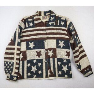 DON'T MESS WITH TEXAS - PATRIOTIC FLAG WOVEN TAPESTRY JACKET - SIZE S
